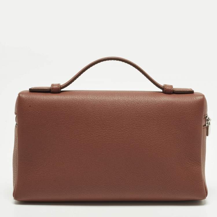 Pre Owned Loro Piana Extra Pocket L19 Brown Leather Pouch