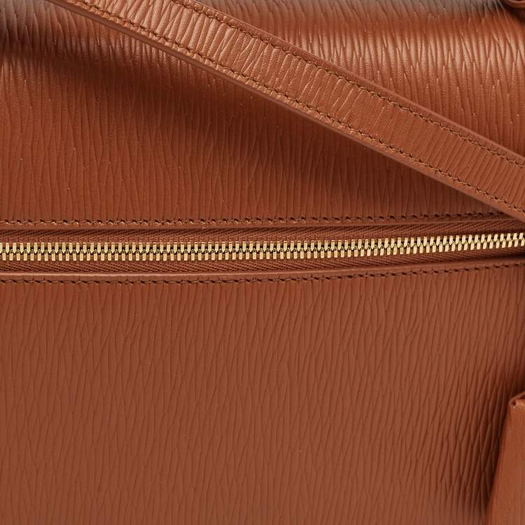 Pre Owned Loro Piana Extra Bag L27 Tan Zibeline Leather Shoulder Bag