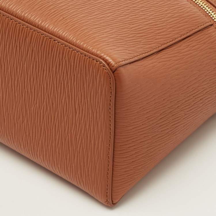 Pre Owned Loro Piana Extra Bag L27 Tan Zibeline Leather Shoulder Bag