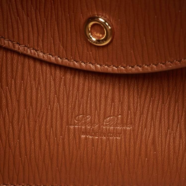Pre Owned Loro Piana Extra Bag L27 Tan Zibeline Leather Shoulder Bag