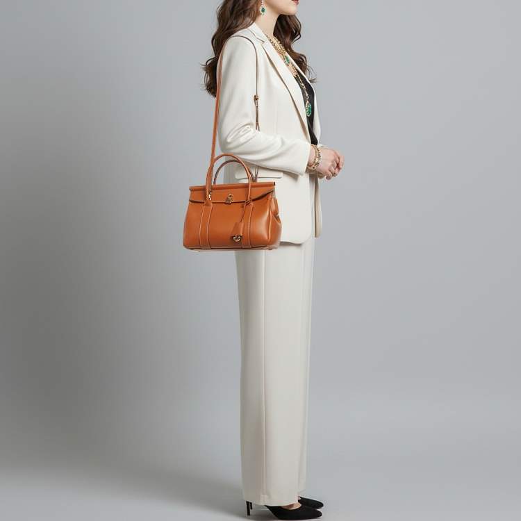 Pre Owned Loro Piana Loom L25 Warm Tan Leather Bag