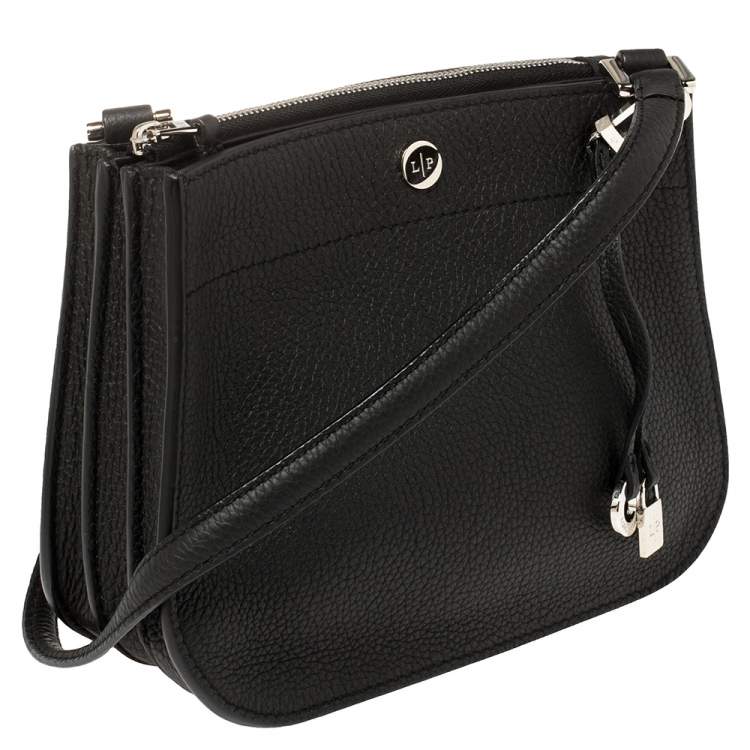 Pre Owned Loro Piana Black Leather Milky Way Odessa Crossbody Bag