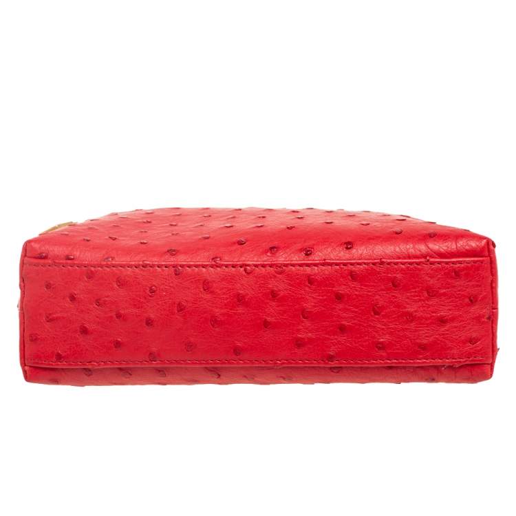 Pre Owned Loro Piana Red Ostrich L19 Pouch