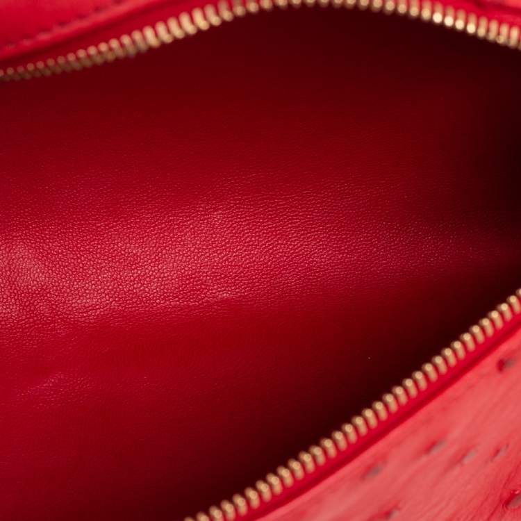Pre Owned Loro Piana Red Ostrich L19 Pouch