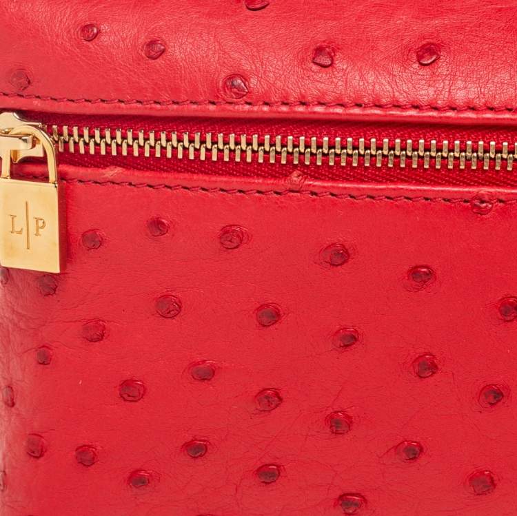Pre Owned Loro Piana Red Ostrich L19 Pouch