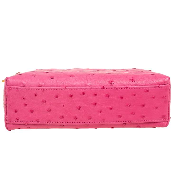 Pre Owned Loro Piana Pink Ostrich L19 Pouch
