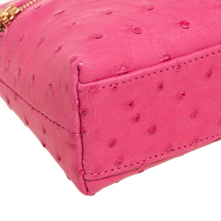 Pre Owned Loro Piana Pink Ostrich L19 Pouch