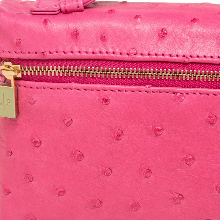 Pre Owned Loro Piana Pink Ostrich L19 Pouch