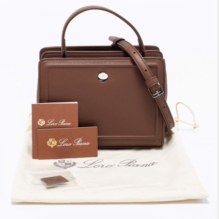 Pre Owned Loro Piana Brown Leather Cluisee Top Handle Bag