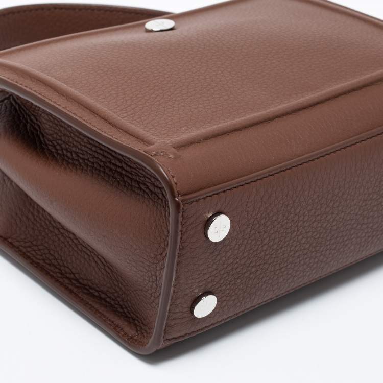 Pre Owned Loro Piana Brown Leather Cluisee Top Handle Bag