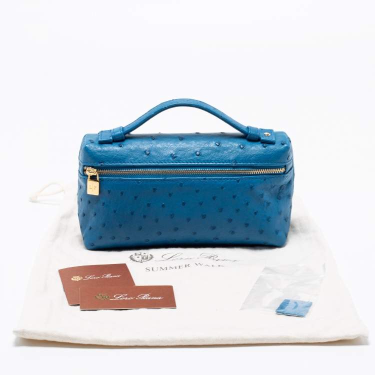 Pre Owned Loro Piana Blue Ostrich L19 Pouch