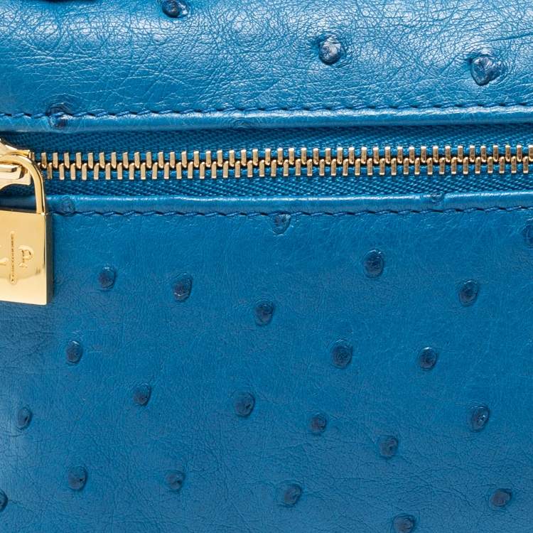 Pre Owned Loro Piana Blue Ostrich L19 Pouch