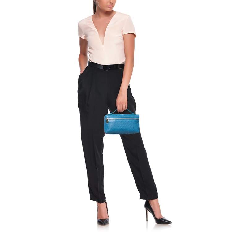Pre Owned Loro Piana Blue Ostrich L19 Pouch