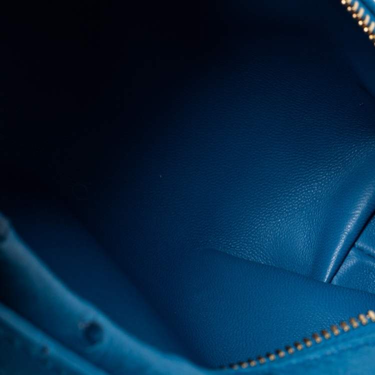 Pre Owned Loro Piana Blue Ostrich L19 Pouch