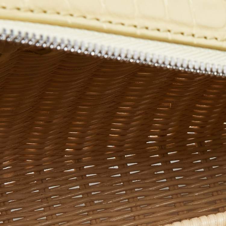 Pre Owned Loro Piana Yellow/Beige Alligator and Wicker Extra Pocket L19 Pouch