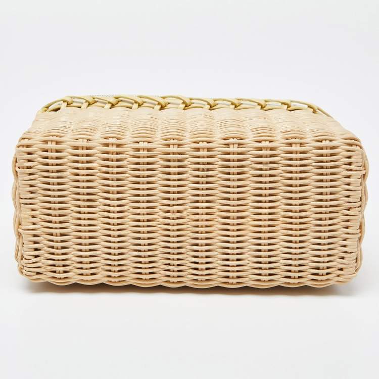 Pre Owned Loro Piana Yellow/Beige Alligator and Wicker Extra Pocket L19 Pouch