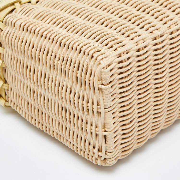 Pre Owned Loro Piana Yellow/Beige Alligator and Wicker Extra Pocket L19 Pouch