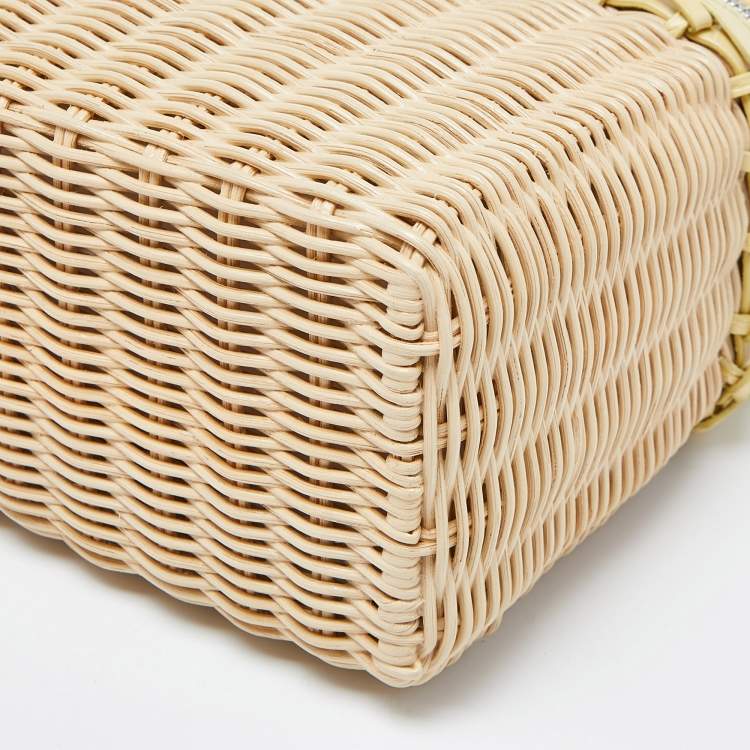 Pre Owned Loro Piana Yellow/Beige Alligator and Wicker Extra Pocket L19 Pouch