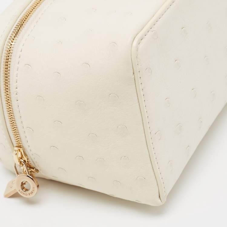 Pre Owned Loro Piana White Ostrich Extra Pocket L11.5 Pouch