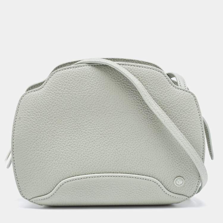 Pre Owned Loro Piana Pale Green Leather Sesia Crossbody Bag