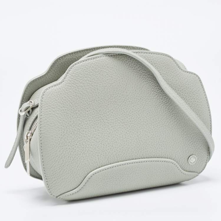 Pre Owned Loro Piana Pale Green Leather Sesia Crossbody Bag