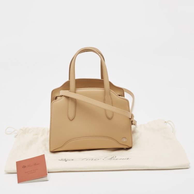 Pre Owned Loro Piana Beige Leather Micro Sesia Tote