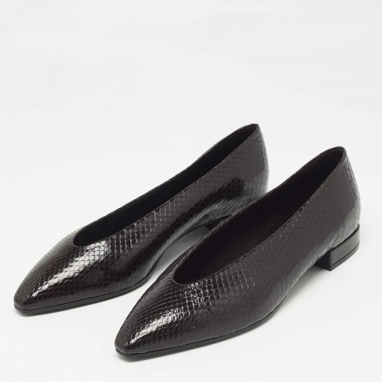 Pre Owned Loro Piana Brown Python Rebecca Ballet Flats Size 38
