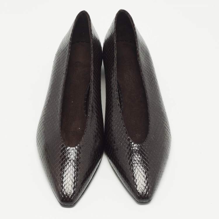 Pre Owned Loro Piana Brown Python Rebecca Ballet Flats Size 38