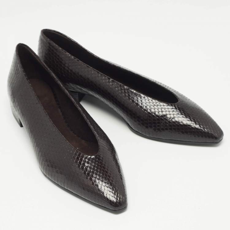 Pre Owned Loro Piana Brown Python Rebecca Ballet Flats Size 38