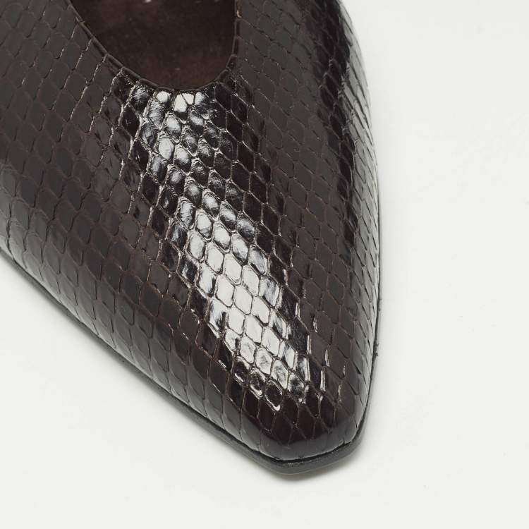 Pre Owned Loro Piana Brown Python Rebecca Ballet Flats Size 38
