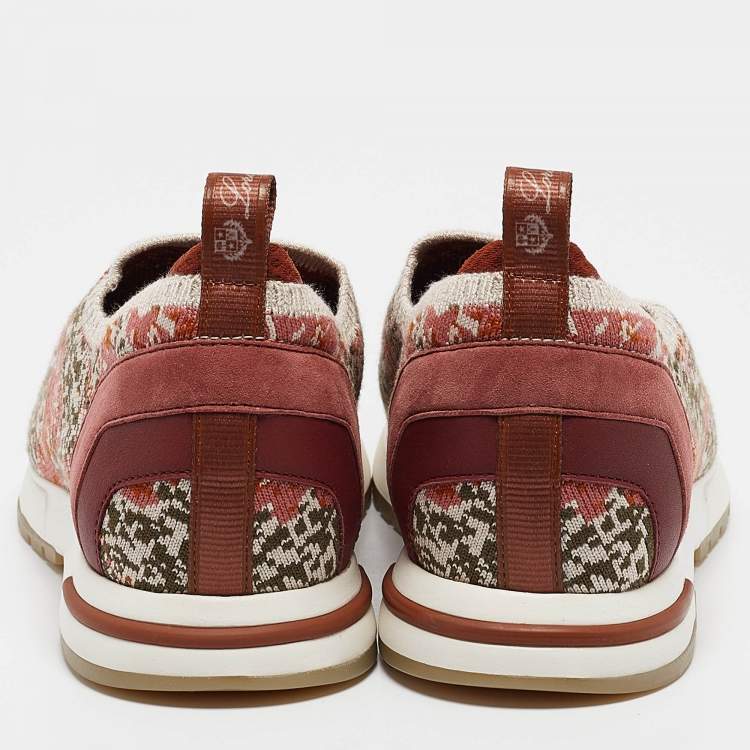 Pre Owned Loro Piana Multicolor Knit Fabric 360 LP Flexy Walk Slip On Sneakers Size 38