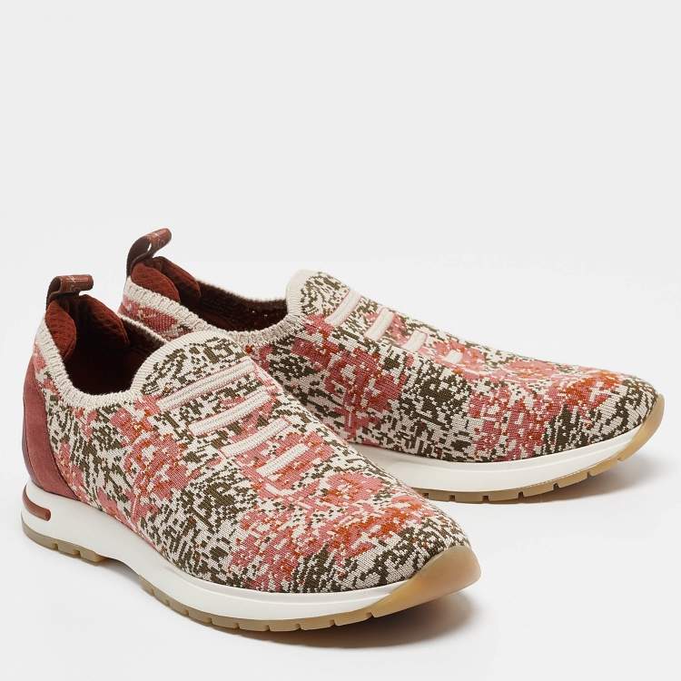 Pre Owned Loro Piana Multicolor Knit Fabric 360 LP Flexy Walk Slip On Sneakers Size 38