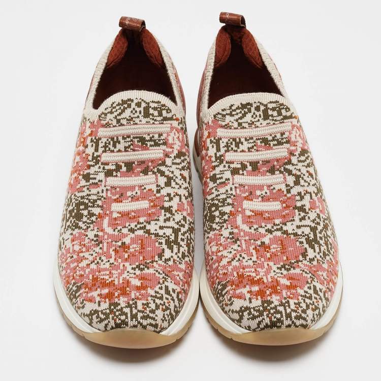 Pre Owned Loro Piana Multicolor Knit Fabric 360 LP Flexy Walk Slip On Sneakers Size 38