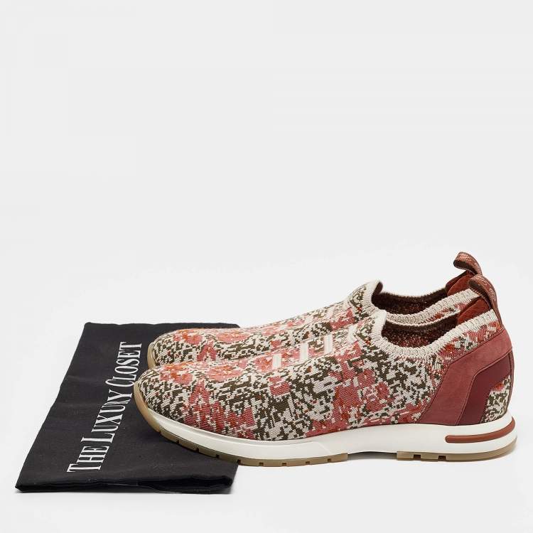 Pre Owned Loro Piana Multicolor Knit Fabric 360 LP Flexy Walk Slip On Sneakers Size 38