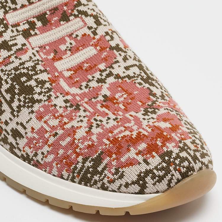 Pre Owned Loro Piana Multicolor Knit Fabric 360 LP Flexy Walk Slip On Sneakers Size 38