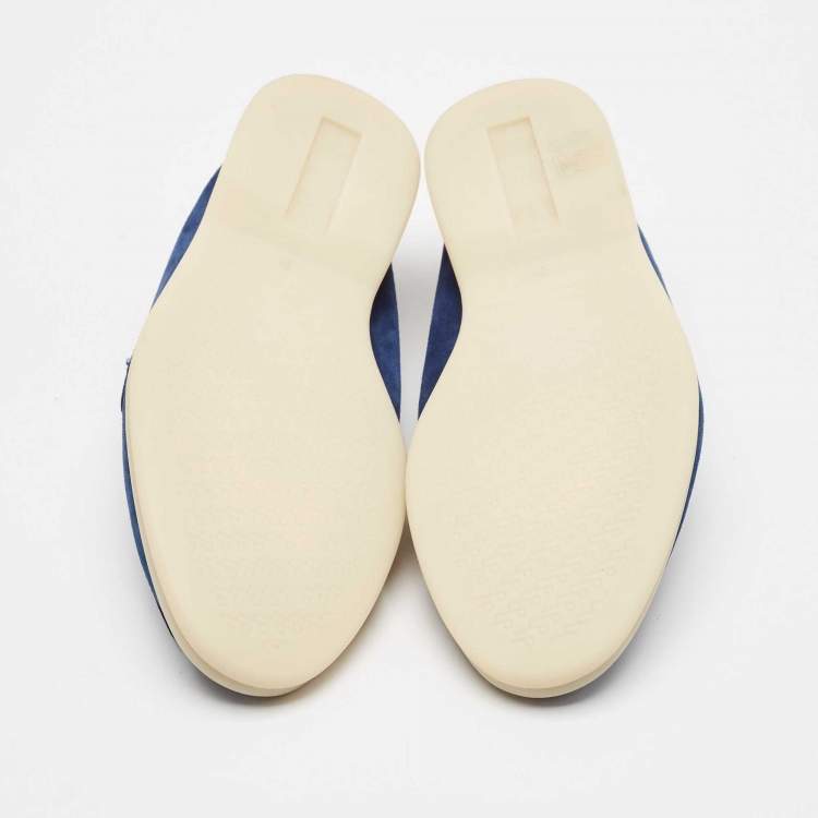 Pre Owned Loro Piana Blue Suede Summer Charms Walk Loafers Size 37