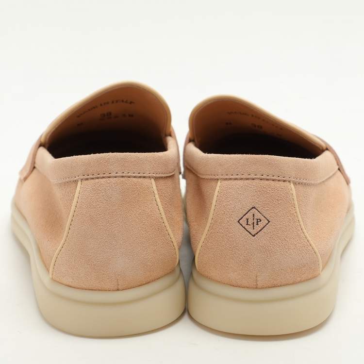Pre Owned Loro Piana Beige Suede Summer Charms Walk Loafers Size 38