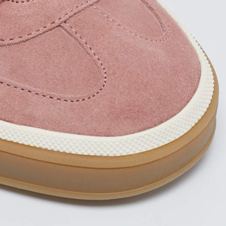 Pre Owned Loro Piana Pink Suede Tennis Walk Sneakers Size 39.5
