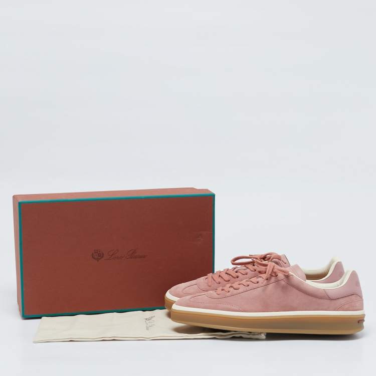 Pre Owned Loro Piana Pink Suede Tennis Walk Sneakers Size 39.5