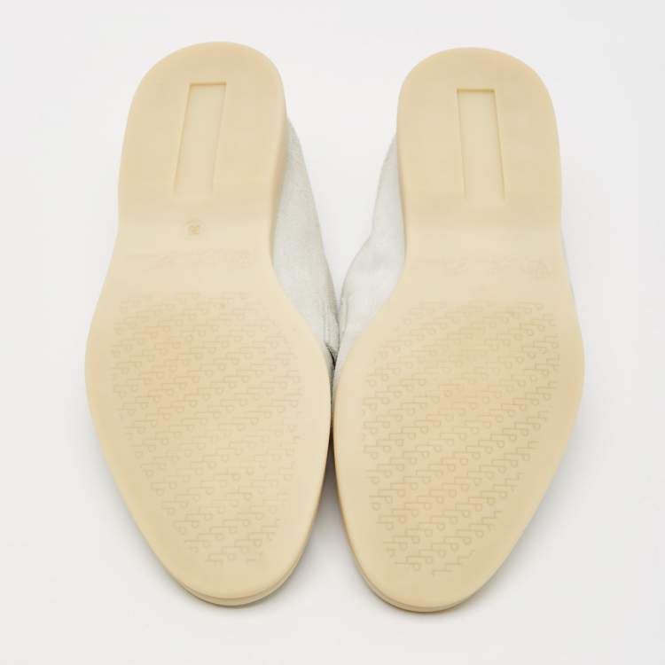 Pre Owned Loro Piana Light Blue Suede Summer Charms Walk Loafers Size 36
