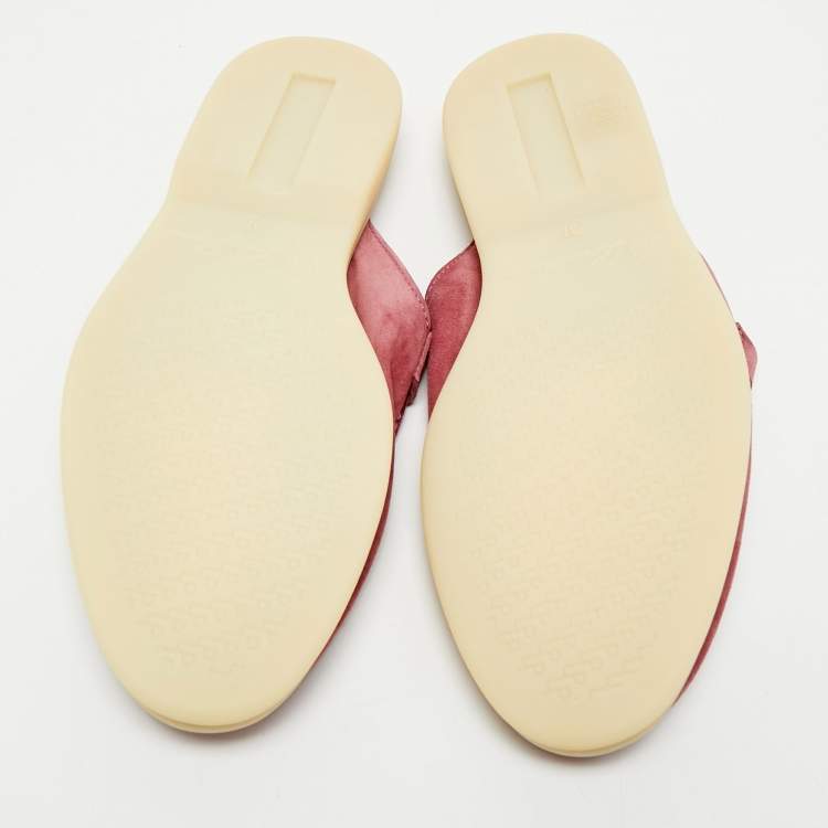 Pre Owned Loro Piana Pink Suede Babouche Charms Walk Sandals Size 37