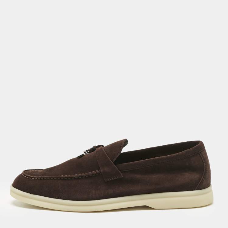 Pre Owned Loro Piana Brown Suede Summer Charms Walk Loafers Size 39
