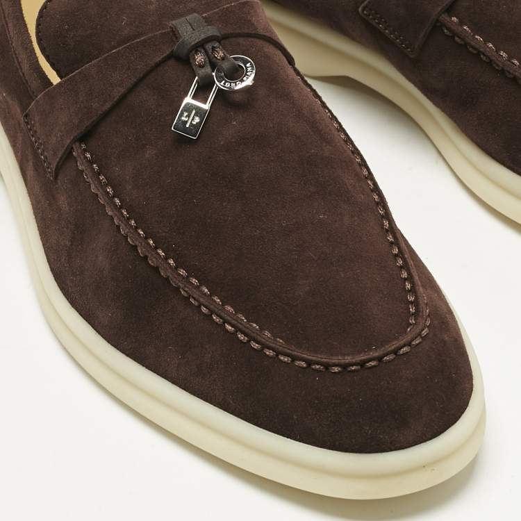Pre Owned Loro Piana Brown Suede Summer Charms Walk Loafers Size 39