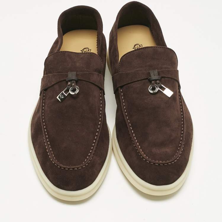 Pre Owned Loro Piana Brown Suede Summer Charms Walk Loafers Size 39