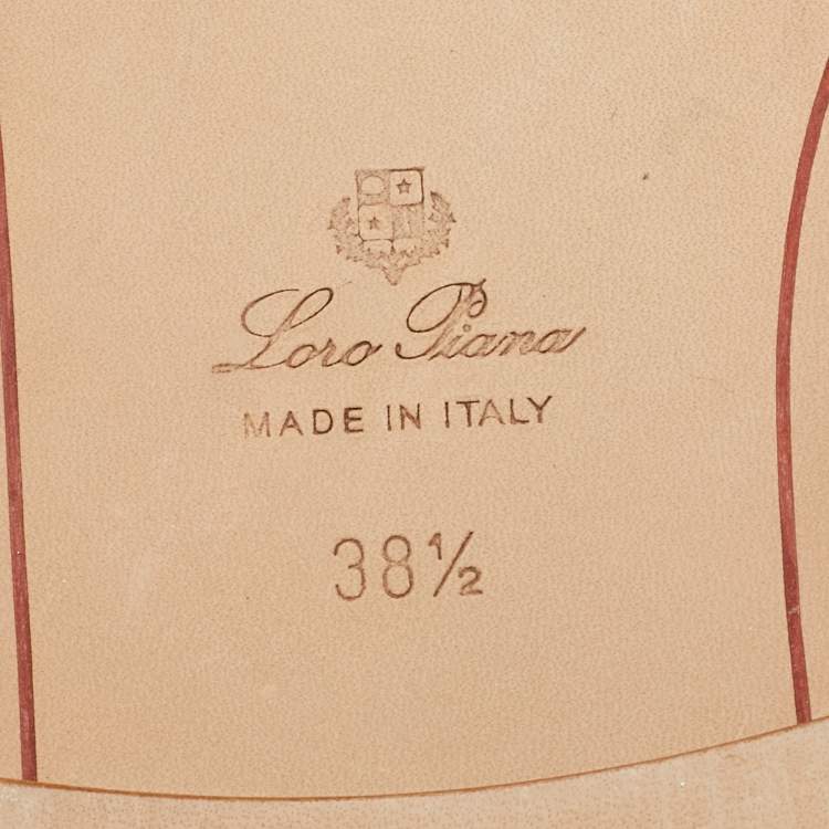 Pre Owned Loro Piana Brown Leather Flat Slingback Sandals Size 38.5