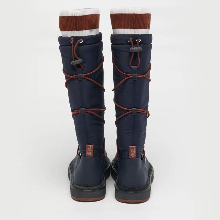 Pre Owned Loro Piana  walk Size 37 Blue Fabric and Nylon Snow Boots