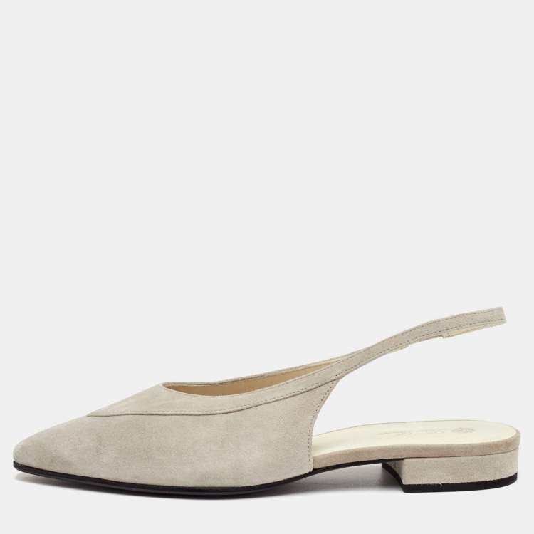 مملوكة مسبقًا Loro Piana Rebecca Size 36.5 Grey Suede Slingback Flats