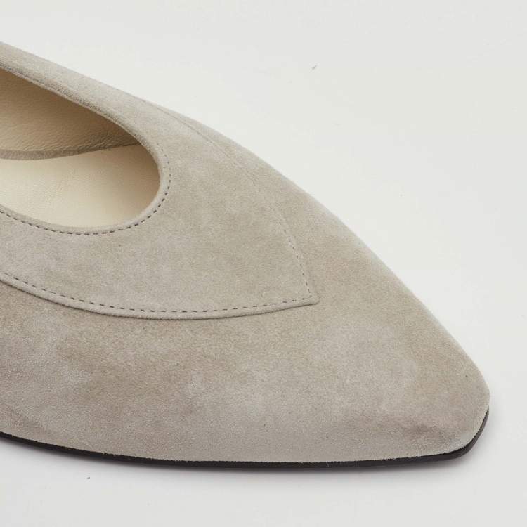 مملوكة مسبقًا Loro Piana Rebecca Size 36.5 Grey Suede Slingback Flats