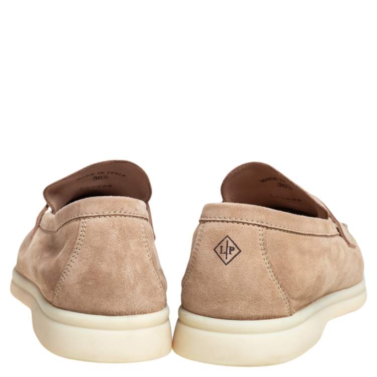 مملوكة مسبقًا Loro Piana Beige Suede Summer Charms Walk Loafers Size 36.5