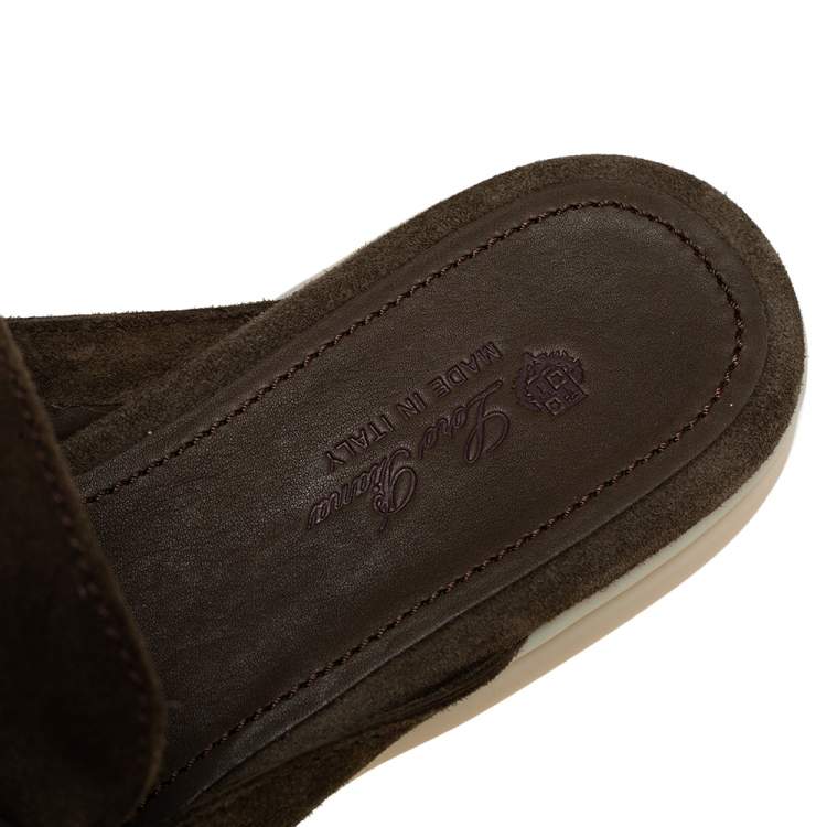Pre Owned Loro Piana Green Suede Summer Charms Walk Mule Flats Size 41